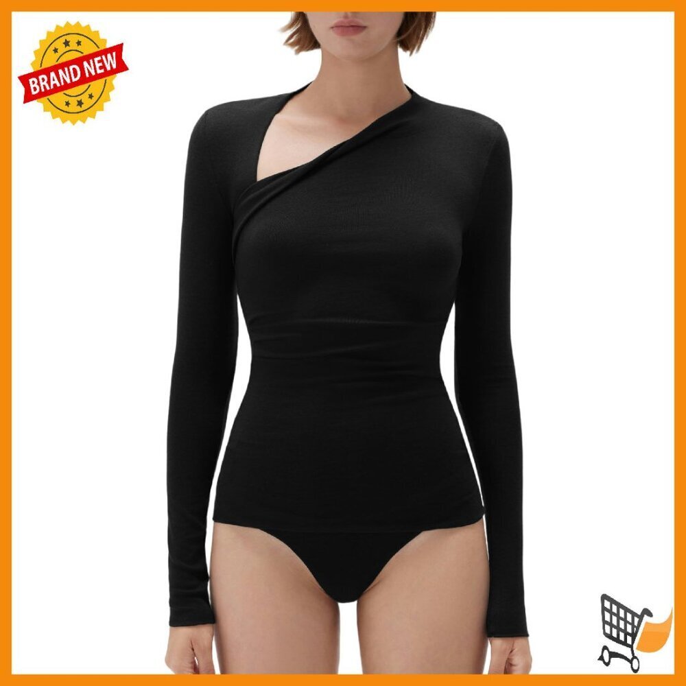 Ultralight Modal Cashmere Long Sleeve Top Asymmetric Neck Women's T-Shirt